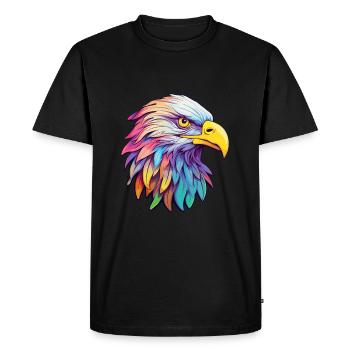 Aigle Aquarelle Colorée Dessin Animé Kawaii Animal - T-shirt Premium bio Homme - noir - Devant - Nico (187cm)