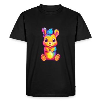 Squirrel Colorful Watercolor Cartoon Kawaii Animal - Men's Premium Organic T-Shirt - black - Front - Nico (187cm)