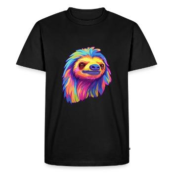 Paresseux coloré aquarelle dessin animé kawaii Animal - T-shirt Premium bio Homme - noir - Devant - Nico (187cm)