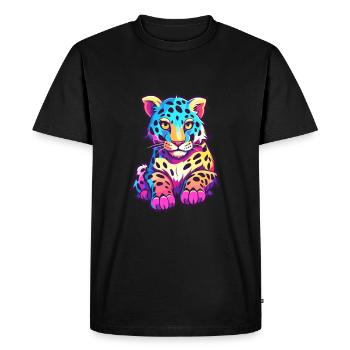Amour Léopard Coloré Aquarelle Dessin Animé Kawaii An - T-shirt Premium bio Homme - noir - Devant - Nico (187cm)