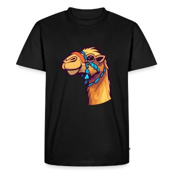 Camel Colorful Watercolor Cartoon Kawaii Animal - Men's Premium Organic T-Shirt - black - Front - Nico (187cm)