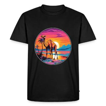 Camel Colorful Watercolor Cartoon Kawaii Animal - Men's Premium Organic T-Shirt - black - Front - Nico (187cm)