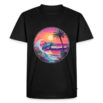 Dauphin Aquarelle Colorée Dessin Animé Kawaii Animal - T-shirt Premium bio Homme - noir - Devant - Nico (187cm)