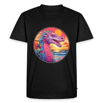 Dragon Aquarelle Colorée Dessin Animé Kawaii Animal - T-shirt Premium bio Homme - noir - Devant - Nico (187cm)