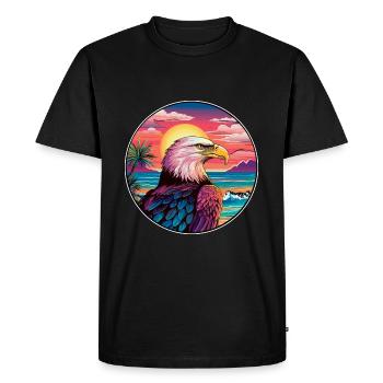 Aigle Aquarelle Colorée Dessin Animé Kawaii Animal - T-shirt Premium bio Homme - noir - Devant - Nico (187cm)