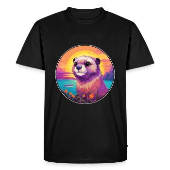 Gopher Aquarelle Colorée Dessin Animé Kawaii Animal - T-shirt Premium bio Homme - noir - Devant - Nico (187cm)
