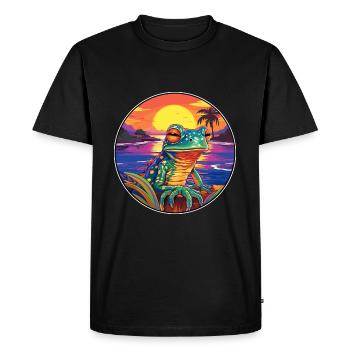 grenouille coloré aquarelle dessin animé Kawaii Animal - T-shirt Premium bio Homme - noir - Devant - Nico (187cm)