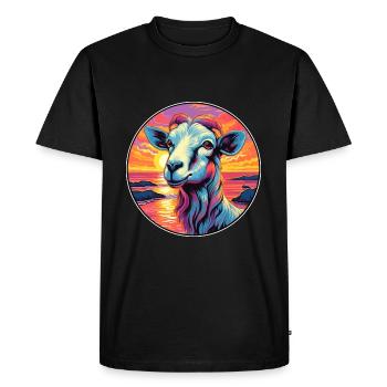 Chèvre coloré aquarelle dessin animé Kawaii Animal - T-shirt Premium bio Homme - noir - Devant - Nico (187cm)