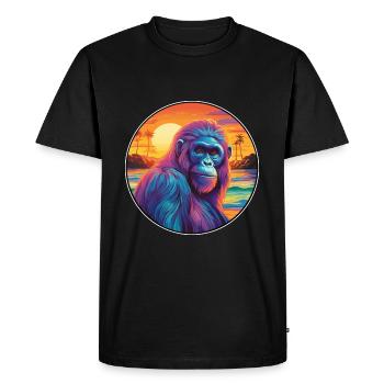 Orang-outan coloré aquarelle dessin animé Kawaii animal de compagnie - T-shirt Premium bio Homme - noir - Devant - Nico (187cm)