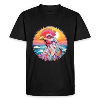 Poule coloré aquarelle dessin animé Kawaii Animal - T-shirt Premium bio Homme - noir - Devant - Nico (187cm)
