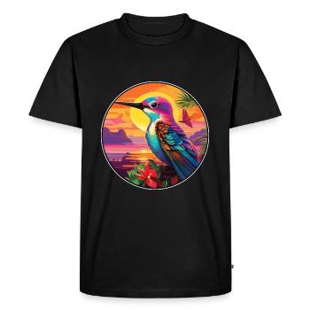 colibri coloré aquarelle dessin animé Kawaii animal de compagnie - T-shirt Premium bio Homme - noir - Devant - Nico (187cm)