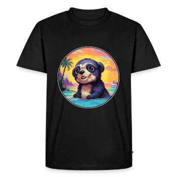 Mole Colorful Watercolor Cartoon Kawaii Animal - Men's Premium Organic T-Shirt - black - Front - Nico (187cm)