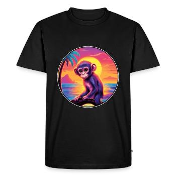 Monkey Colorful Watercolor Cartoon Kawaii Animal - Men's Premium Organic T-Shirt - black - Front - Nico (187cm)