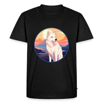 Loup arctique coloré aquarelle dessin animé kawaii animal de compagnie - T-shirt Premium bio Homme - noir - Devant - Nico (187cm)
