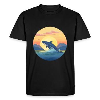 Baleine bleue colorée aquarelle dessin animé kawaii animal de compagnie - T-shirt Premium bio Homme - noir - Devant - Nico (187cm)