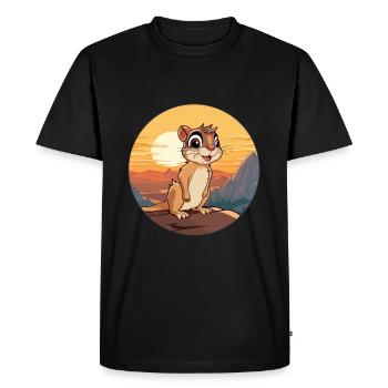 Chipmunk Aquarelle Colorée Dessin Animé Kawaii Animal - T-shirt Premium bio Homme - noir - Devant - Nico (187cm)