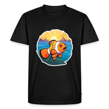 Poisson-clown aquarelle colorée dessin animé kawaii animal de compagnie - T-shirt Premium bio Homme - noir - Devant - Nico (187cm)