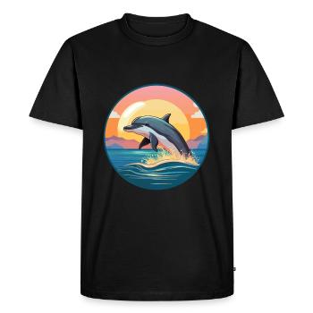 Dauphin Aquarelle Colorée Dessin Animé Kawaii Animal - T-shirt Premium bio Homme - noir - Devant - Nico (187cm)