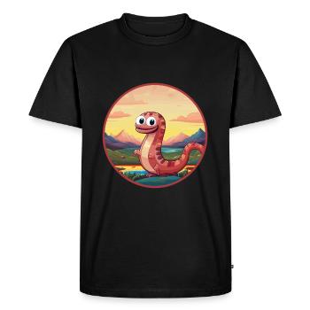 Ver de terre coloré aquarelle dessin animé kawaii animal de compagnie - T-shirt Premium bio Homme - noir - Devant - Nico (187cm)