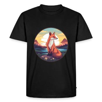 Renard érudit coloré aquarelle dessin animé kawaii animal de compagnie - T-shirt Premium bio Homme - noir - Devant - Nico (187cm)