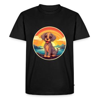 Chien Aquarelle Colorée Dessin Animé Kawaii Animal - T-shirt Premium bio Homme - noir - Devant - Nico (187cm)