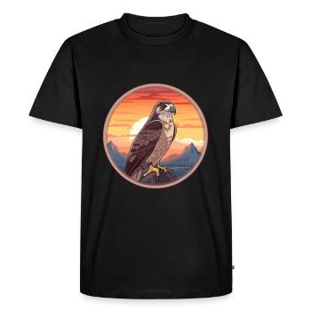 Hawk Colorful Watercolor Cartoon Kawaii Animal - Men's Premium Organic T-Shirt - black - Front - Nico (187cm)