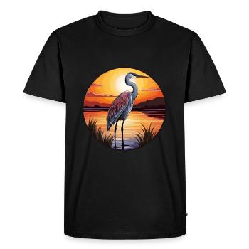 Héron Aquarelle Colorée Dessin Animé Kawaii Animal - T-shirt Premium bio Homme - noir - Devant - Nico (187cm)