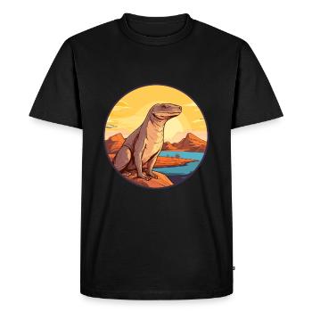 Komodo Dragon Aquarelle Colorée Dessin Animé Kawaii - T-shirt Premium bio Homme - noir - Devant - Nico (187cm)