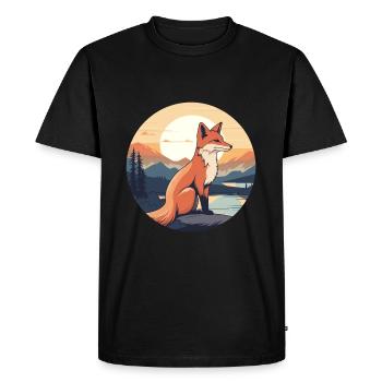 Fox Colorful Watercolor Cartoon Kawaii Animal - Men's Premium Organic T-Shirt - black - Front - Nico (187cm)