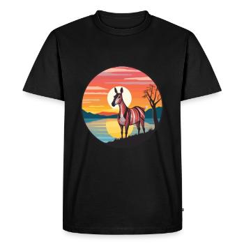 Okapi Colorful Watercolor Cartoon Kawaii Animal - Men's Premium Organic T-Shirt - black - Front - Nico (187cm)