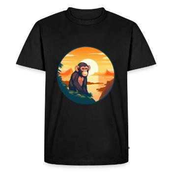 Monkey Colorful Watercolor Cartoon Kawaii Animal - Men's Premium Organic T-Shirt - black - Front - Nico (187cm)
