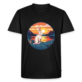 Lapin Aquarelle Colorée Dessin Animé Kawaii Animal - T-shirt Premium bio Homme - noir - Devant - Nico (187cm)