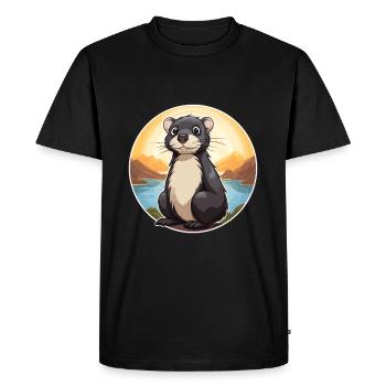 Skunk Aquarelle Colorée Dessin Animé Kawaii Animal - T-shirt Premium bio Homme - noir - Devant - Nico (187cm)