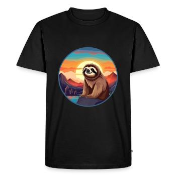 Paresseux coloré aquarelle dessin animé kawaii Animal - T-shirt Premium bio Homme - noir - Devant - Nico (187cm)