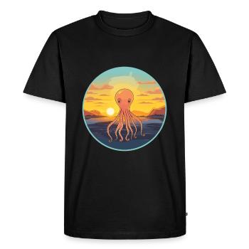 Squid Colorful Watercolor Cartoon Kawaii Animal - Men's Premium Organic T-Shirt - black - Front - Nico (187cm)