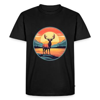 Wapiti Aquarelle Colorée Dessin Animé Kawaii Animal - T-shirt Premium bio Homme - noir - Devant - Nico (187cm)