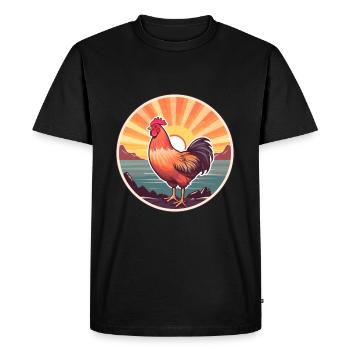 Poule Aquarelle Colorée Dessin Animé Kawaii Animal - T-shirt Premium bio Homme - noir - Devant - Nico (187cm)