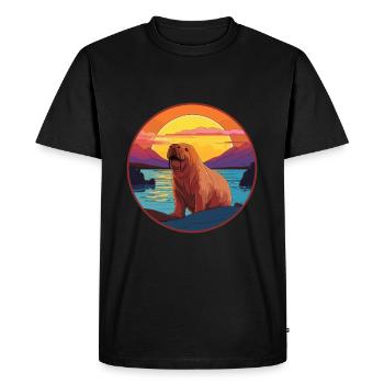 Morse aquarelle colorée dessin animé Kawaii Animal - T-shirt Premium bio Homme - noir - Devant - Nico (187cm)
