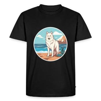 Loup arctique aquarelle dessin animé Kawaii Clipart animal de compagnie - T-shirt Premium bio Homme - noir - Devant - Nico (187cm)