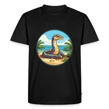 Anaconda Watercolor Cartoon Kawaii Clipart Animal - Men's Premium Organic T-Shirt - black - Front - Nico (187cm)