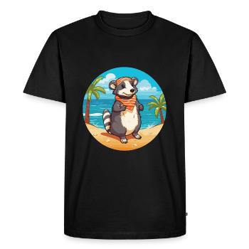 Blaireau Aquarelle Dessin Animé Kawaii Clipart Animal - T-shirt Premium bio Homme - noir - Devant - Nico (187cm)