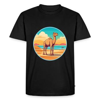 Camel Watercolor Cartoon Kawaii Clipart Animal - Men's Premium Organic T-Shirt - black - Front - Nico (187cm)