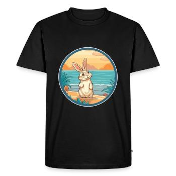 Lapin aquarelle dessin animé Kawaii Clipart Animal - T-shirt Premium bio Homme - noir - Devant - Nico (187cm)