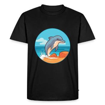 Dauphin aquarelle dessin animé Kawaii Clipart Animal - T-shirt Premium bio Homme - noir - Devant - Nico (187cm)