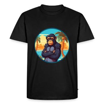 Bonobo Watercolor Cartoon Kawaii Clipart Animal - Men's Premium Organic T-Shirt - black - Front - Nico (187cm)