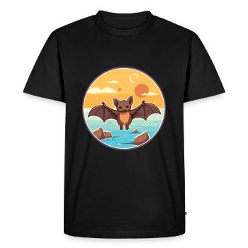 Bat Watercolor Cartoon Kawaii Clipart Animal - Men's Premium Organic T-Shirt - black - Front - Nico (187cm)