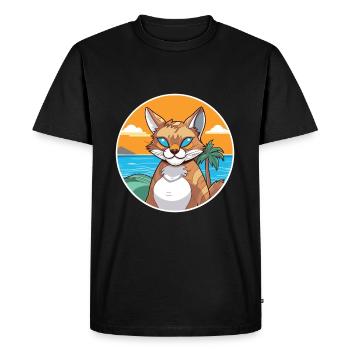 Bobcat aquarelle dessin animé Kawaii Clipart Animal - T-shirt Premium bio Homme - noir - Devant - Nico (187cm)