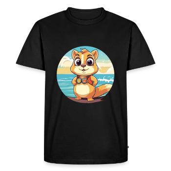 Tamia aquarelle dessin animé Kawaii Clipart Animal - T-shirt Premium bio Homme - noir - Devant - Nico (187cm)