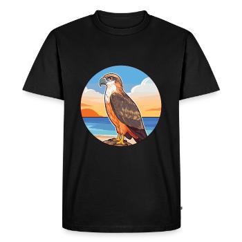 Hawk Watercolor Cartoon Kawaii Clipart Animal - Men's Premium Organic T-Shirt - black - Front - Nico (187cm)