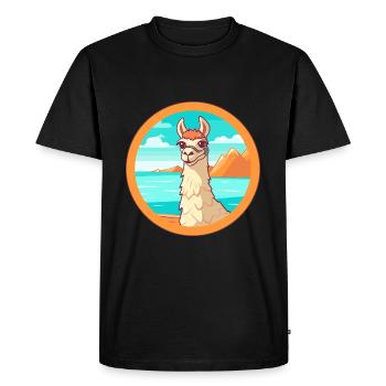 Lama aquarelle dessin animé Kawaii Clipart Animal - T-shirt Premium bio Homme - noir - Devant - Nico (187cm)